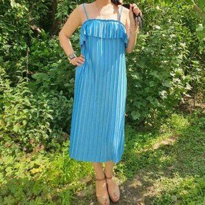 Pleated Midi Dress – Brand: PRIM - Blue, Size Medium - NWT
